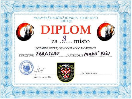 Diplom hasiči Zbraslav