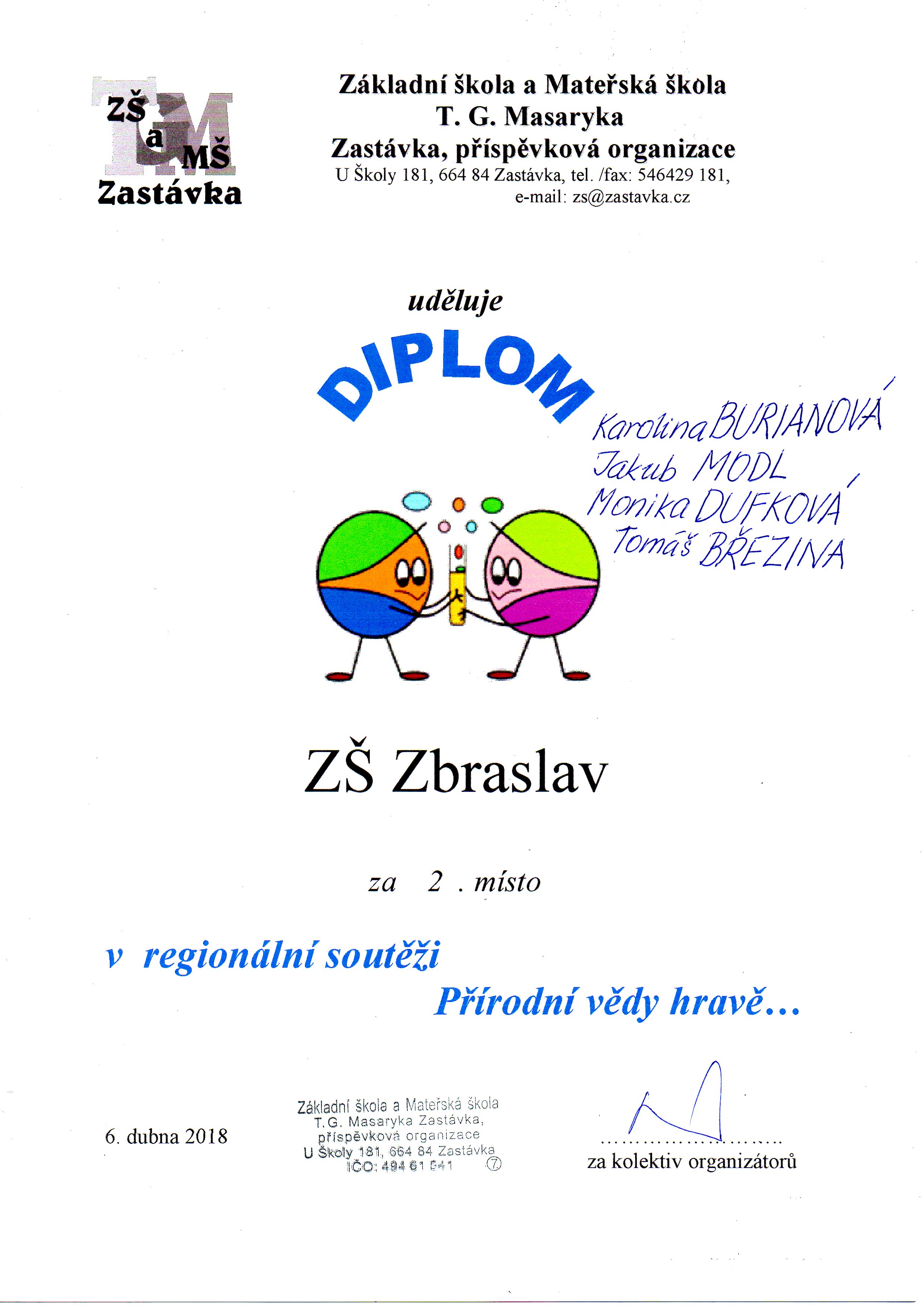 Diplom - přírodovědná soutěž