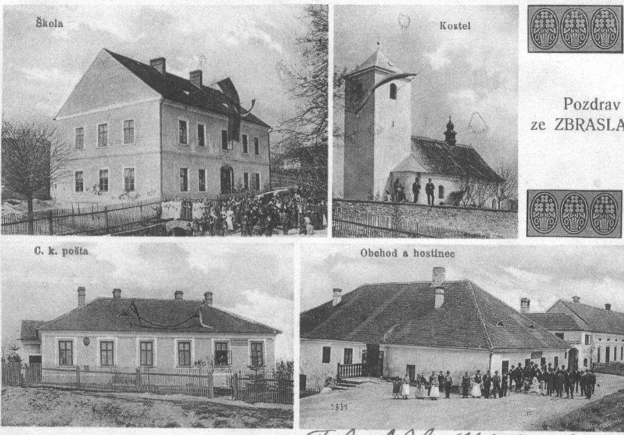 Škola, pošta - u Jungů 1900-1935, hostinec U Novotnů postave
